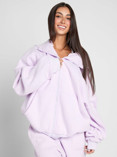 Sudadera con Capucha de Cremallera en Color Pastel