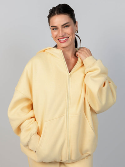 Sudadera con Capucha de Cremallera en Color Pastel