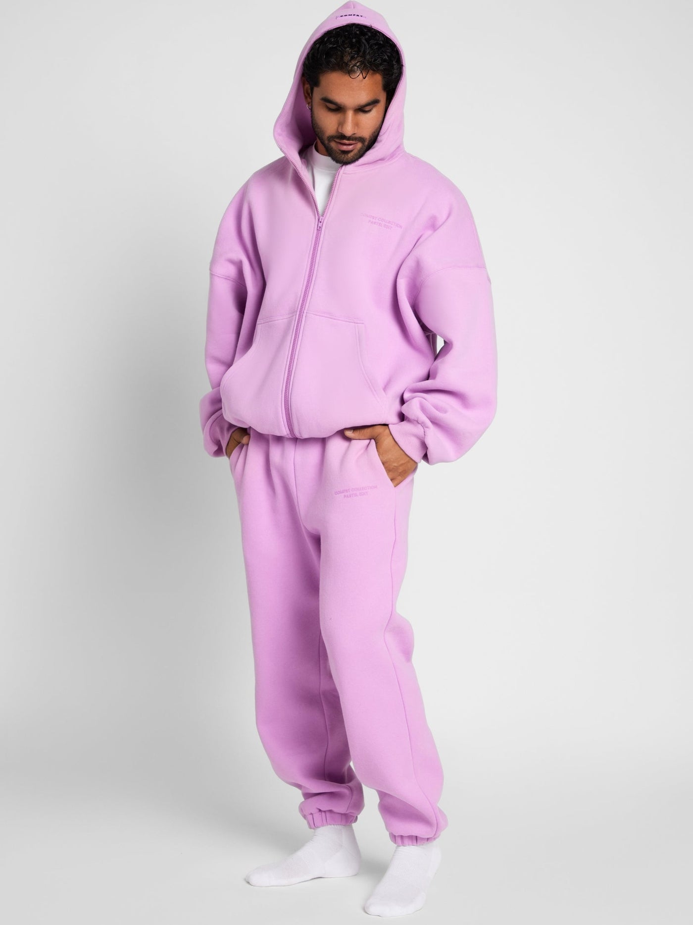 Sudadera con Capucha de Cremallera en Color Pastel