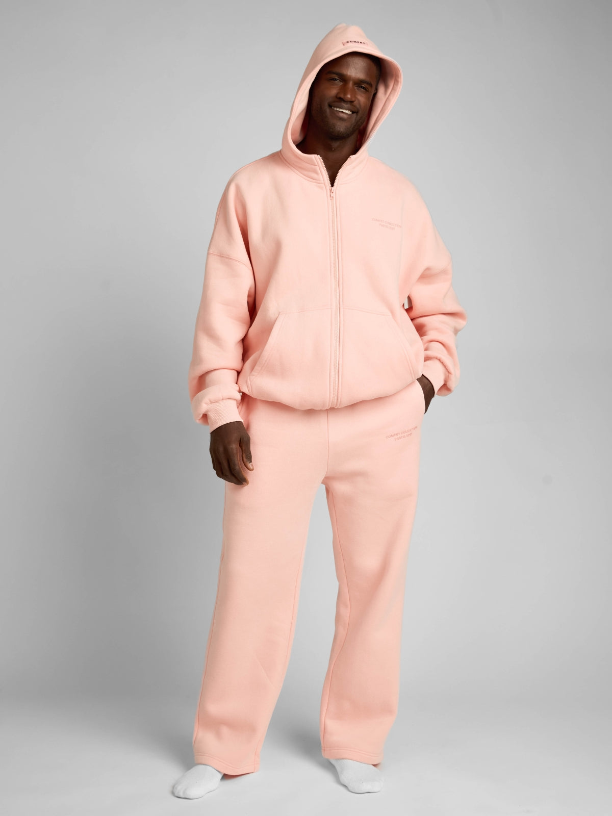 Sudadera con Capucha de Cremallera en Color Pastel