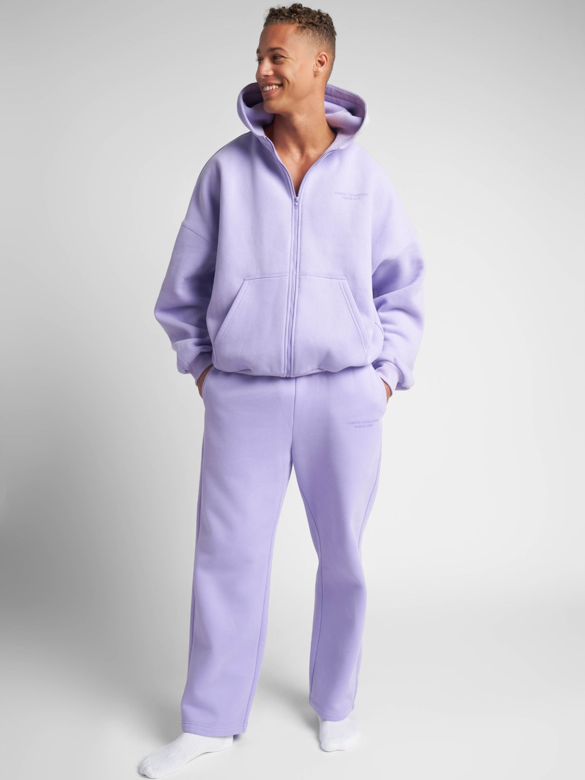 Sudadera con Capucha de Cremallera en Color Pastel