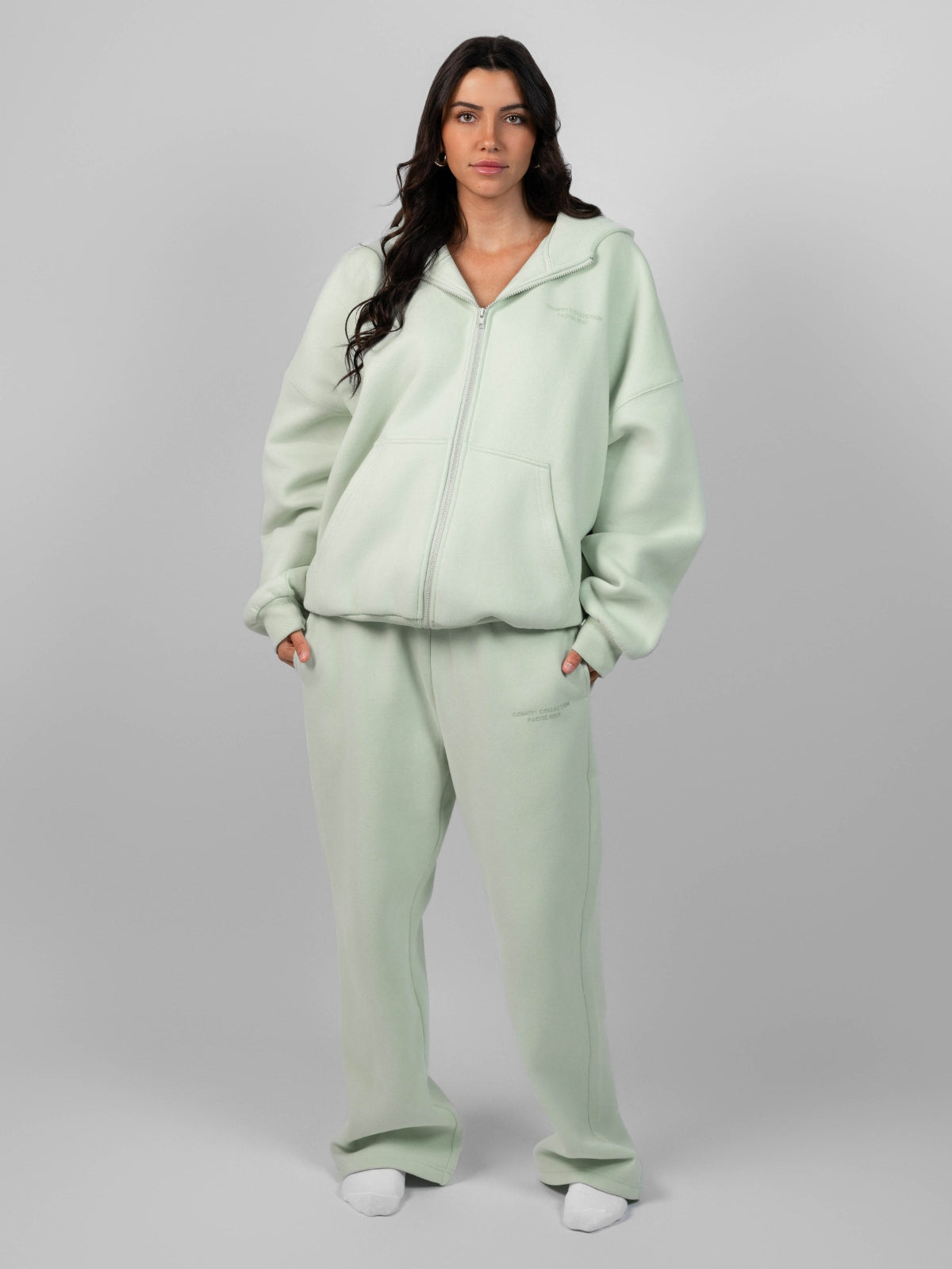 Sudadera con Capucha de Cremallera en Color Pastel