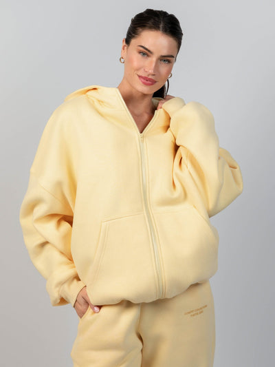 Sudadera con Capucha de Cremallera en Color Pastel