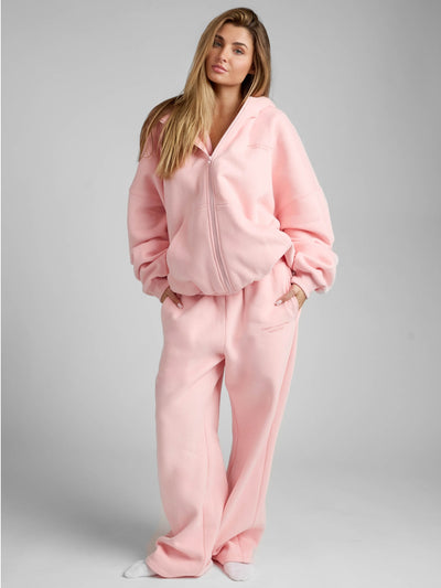 Sudadera con Capucha de Cremallera en Color Pastel