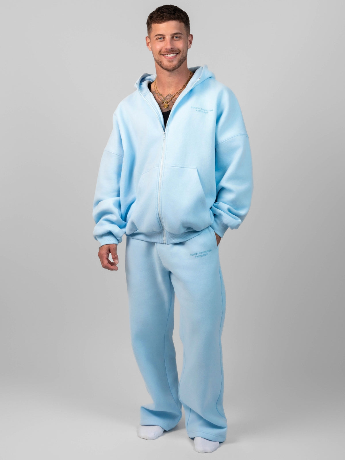 Sudadera con Capucha de Cremallera en Color Pastel